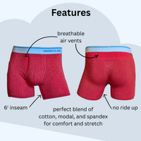 Men's Premium Quality Classic Fit Boxer Briefs 3 Pack - Red